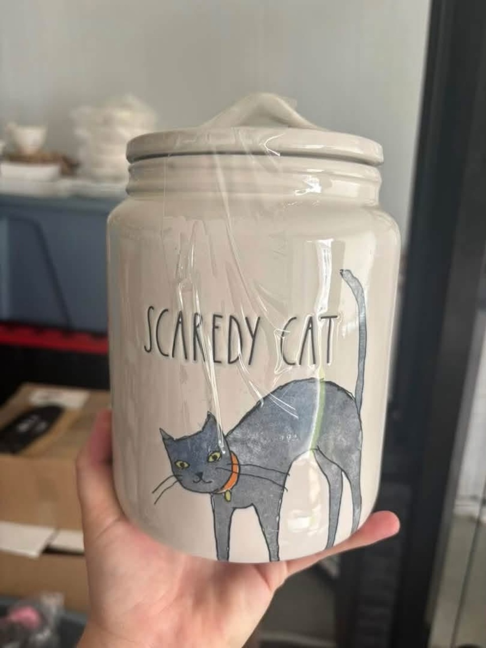 Rae Dunn Scaredy Cat Ceramic Canister